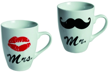 Mr und Mrs, 2-er Set Tassen