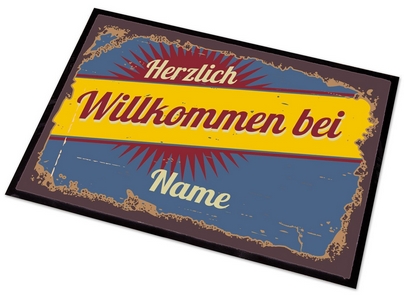 Fußmatte mit eigenen Namen - Reklameschild Retro