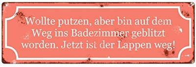 Wollte putzen, aber bin auf dem Weg ins Badezimmer geblitzt worden. Jetzt ist der Lappen weg.