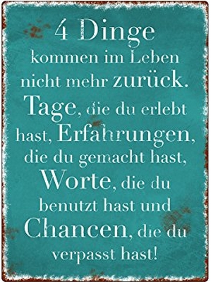 4 Dinge kommen im Leben nicht mehr zurück. Tage, die du erlebt hast. Erfahrungen, die du gemacht hast. Worte, die du benutzt hast und Chancen, die du verpasst hast!