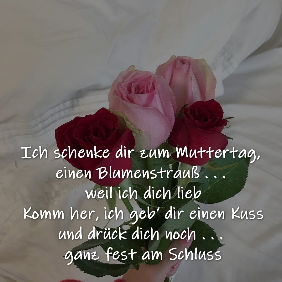 Ich schenke dir zum Muttertag, ein Blumenstrauß . . . weil ich dich mag Komm her, ich geb' dir einen Kuss, und drück dich noch . . . ganz fest am Schluss