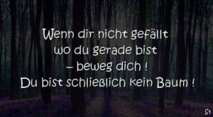 Wenn dir nicht gefällt wo du gerade bist - beweg dich ! Du bist schließlich kein Baum !