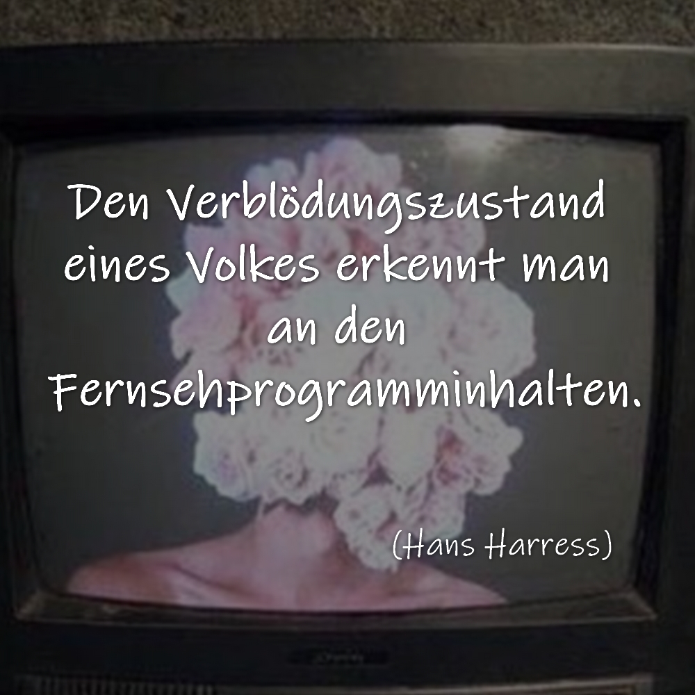 Den Verblödungszustand eines Volkes erkennt man an den Fernsehprogramminhalten. (Hans Harress)