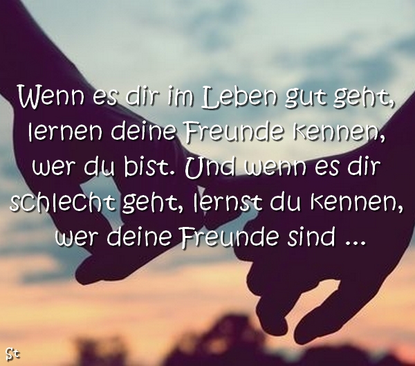 Wenn es dir im Leben gut geht,
lernen deine Freunde kennen, wer du bist.
Und wenn es dir schlecht geht,
lernst du kennen, wer deine Freunde sind ...