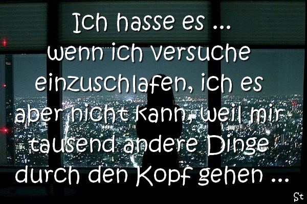 Ich hasse es, wenn ich versuche einzuschlafen, ich es aber nicht kann, weil mir tausend andere Dinge durch den Kopf gehen ...