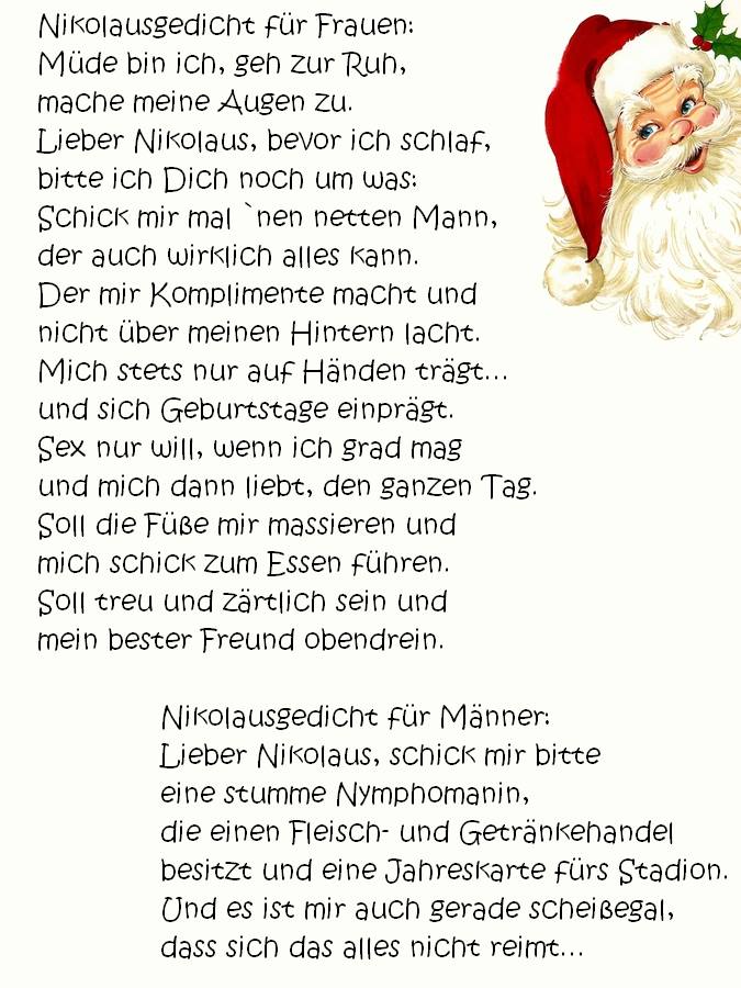 Nikolausgedicht für Erwachsene 