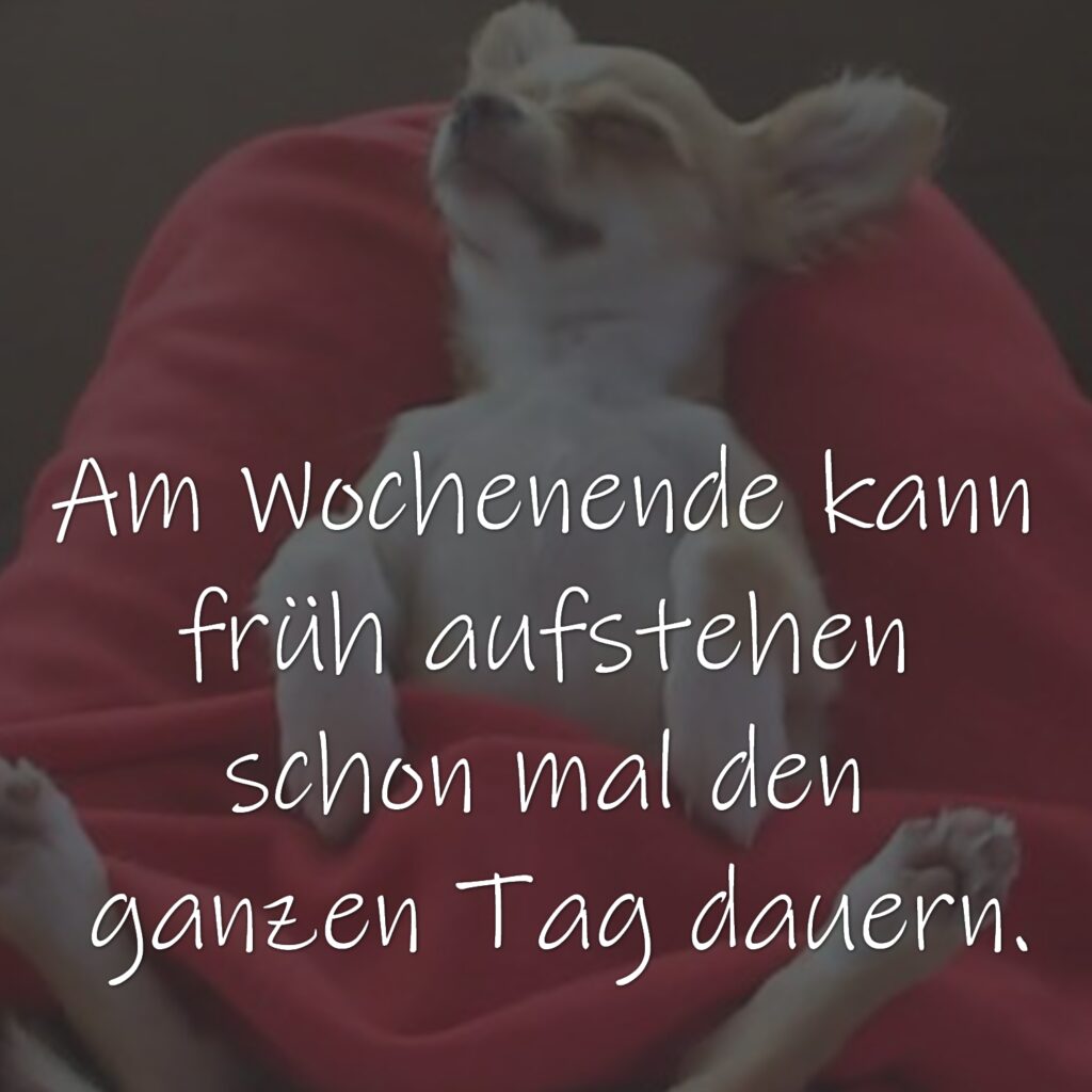 Am Wochenende kann früh aufstehen schon mal den ganzen Tag dauern.