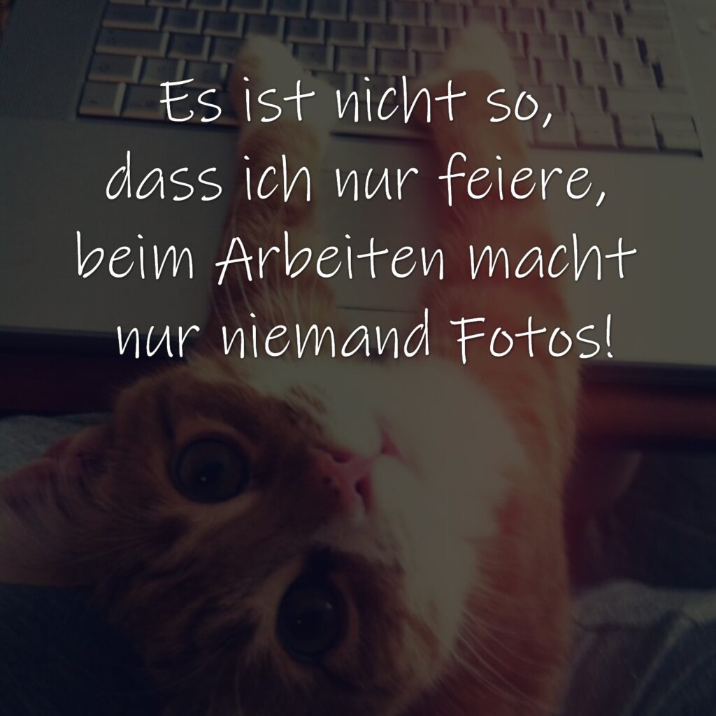 Es ist nicht so, dass ich nur feiere, beim Arbeiten macht nur niemand Fotos!