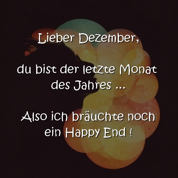 Lieber Dezember, du bist der letzte Monat des Jahres ... Also ich bräuchte noch ein Happy End!