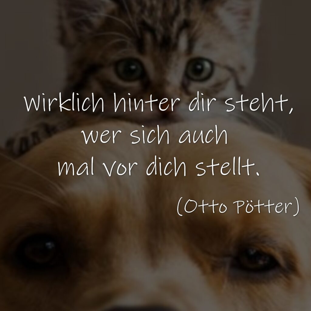 Wirklich hinter dir steht, wer sich auch mal vor dich stellt. Otto Pötter
