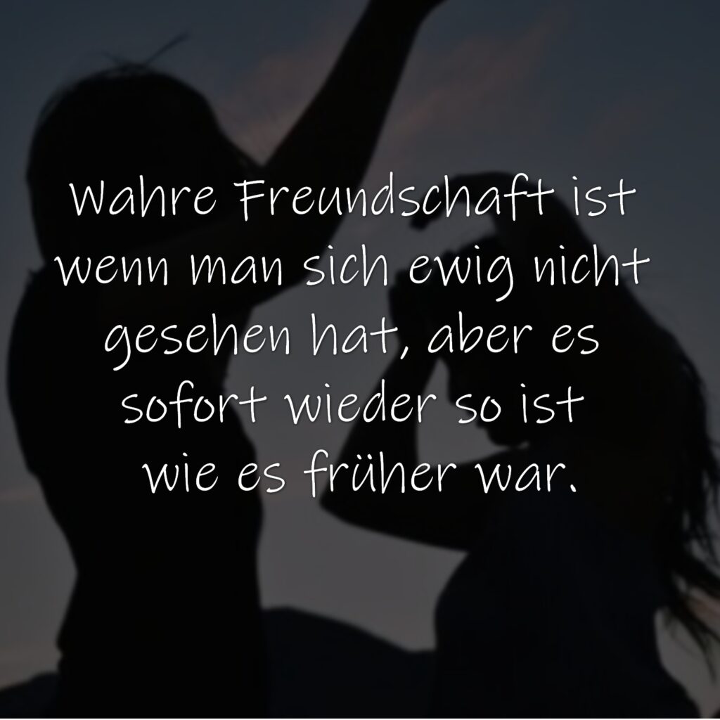 Wahre Freundschaft ist wenn man sich ewig nicht gesehen hat, aber es sofort wieder so ist wie es früher war.