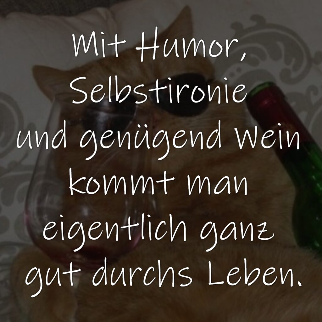 Mit Humor, Selbstironie und genügend Wein kommt man eigentlich ganz gut durchs Leben.